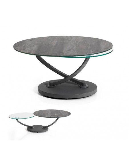 MAGMA - Table basse 80x80 céramique, verre transparent  41837CV