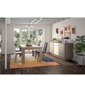 SOHO - Table rectangulaire 2 allonges centrales de 37 cm