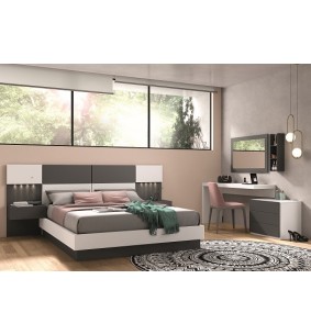 EOS - Lit relevable 160X200 avec tête et chevets integrés