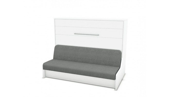 MAGIK - Armoire lit escamotable horizontale avec canapé accoudoirs en bois