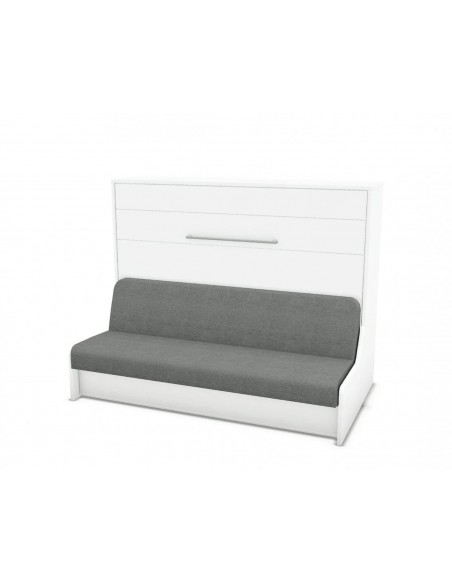 MAGIK - Armoire lit escamotable horizontale avec canapé accoudoirs en bois