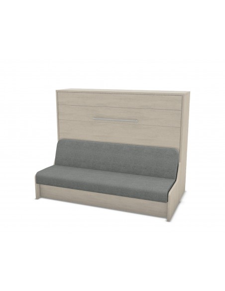 MAGIK - Armoire lit escamotable horizontale avec canapé accoudoirs en bois