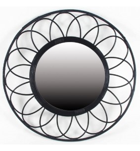 Miroir bambou MILA noir diamètre 55 cm
