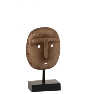 Masque Ethnique Sur Pied Resine Marron Clair