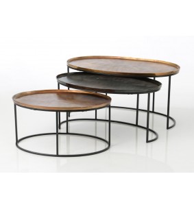 Set de 3 tables basses ovales
