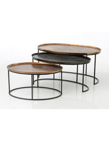 Set de 3 tables basses ovales