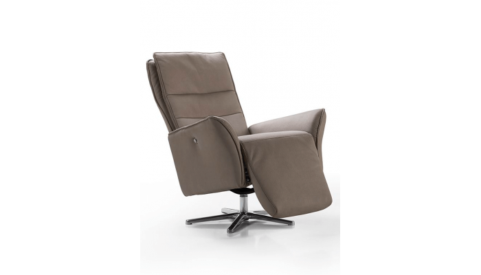 PENN - Fauteuil relaxation piètement métallique chromé ou noir, 5 étoiles ou cercle, têtière réglable