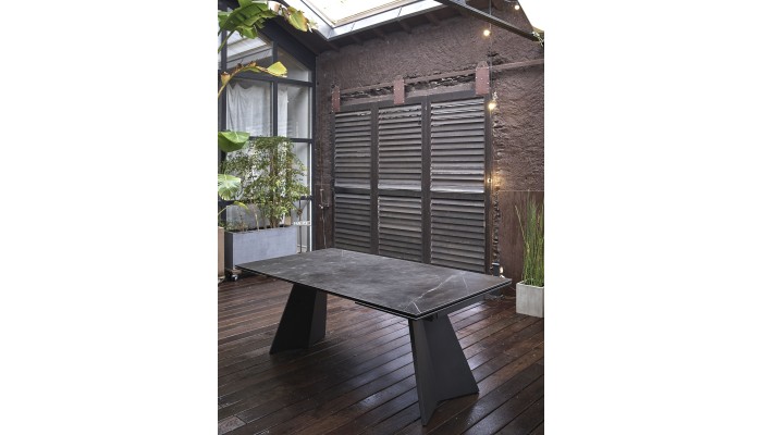 OLYMPE - Table céramique 2 allonges