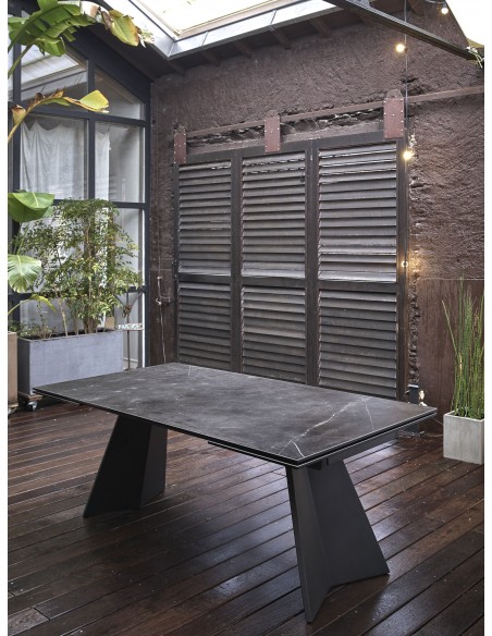 OLYMPE - Table céramique 2 allonges