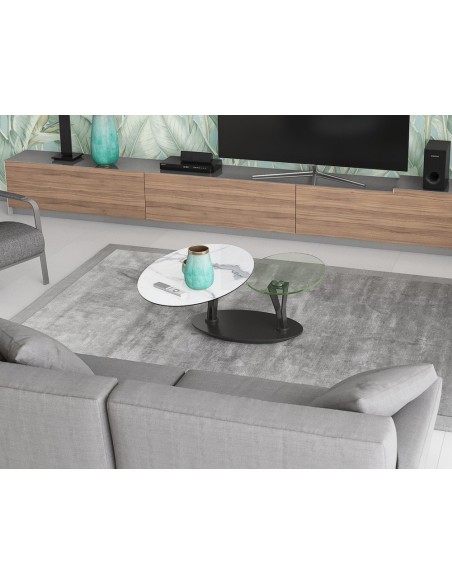 VALIA - Table basse 2 plateaux pivotant,