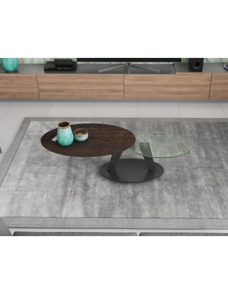 VALIA - Table basse 2 plateaux pivotant,