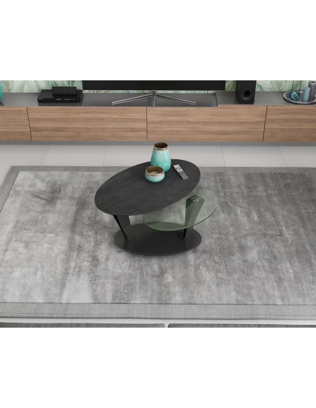 VALIA - Table basse 2 plateaux pivotant,