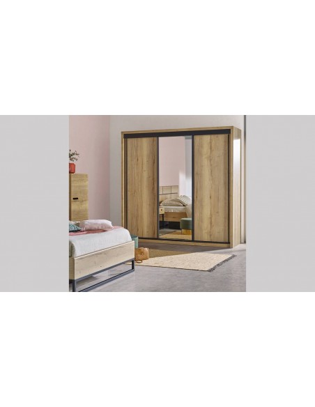 EIFFEL - Armoire 2 portes miroir