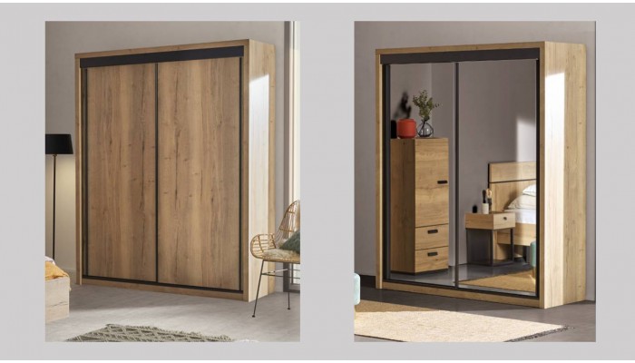 EIFFEL - Armoire 2 portes miroir