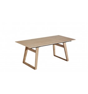 BROOK - Table pieds U en bois 1 allonge de 100 cm