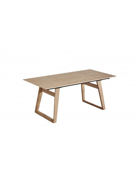 BROOK - Table pieds U en bois 1 allonge de 100 cm
