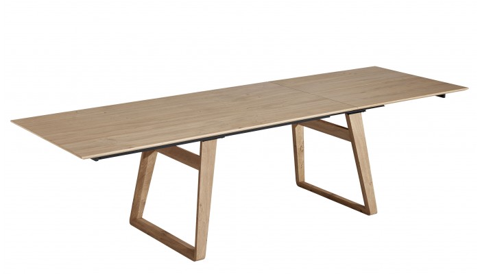 BROOK - Table pieds U en bois 1 allonge de 100 cm