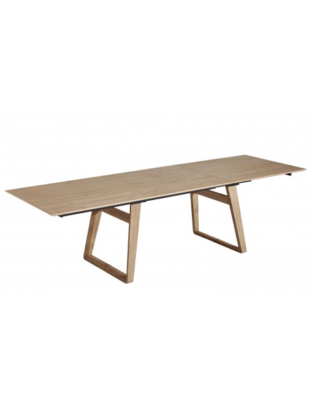BROOK - Table pieds U en bois 1 allonge de 100 cm