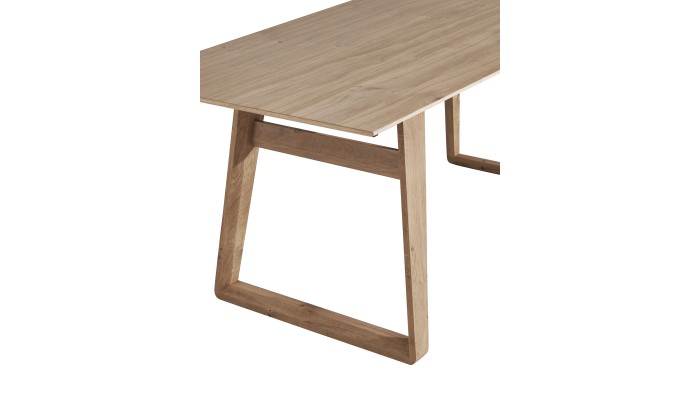 BROOK - Table pieds U en bois 1 allonge de 100 cm
