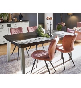 RAFFINE - Table pieds en bois 1 allonge de 60 cm