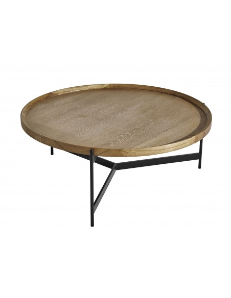 NOÉ - Table basse ronde placage chêne 100 cm