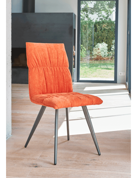 CONCEPT - Chaise en tissu et pieds en métal gris