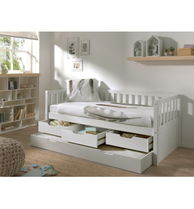 JUNIOR - Lit gigogne 90 x 200 avec 3 tiroirs 