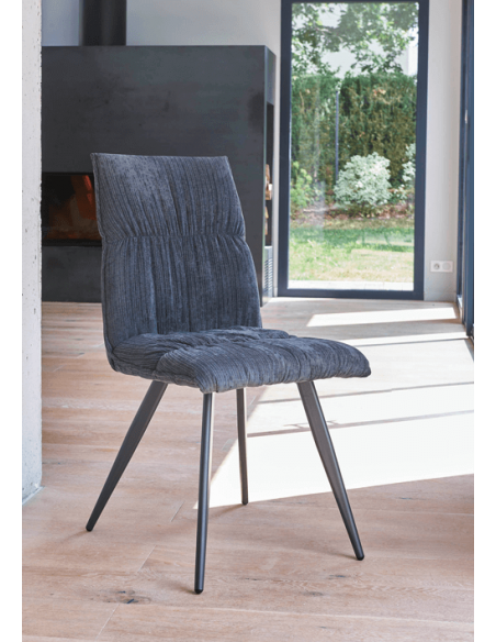 CONCEPT - Chaise en tissu et pieds en métal gris