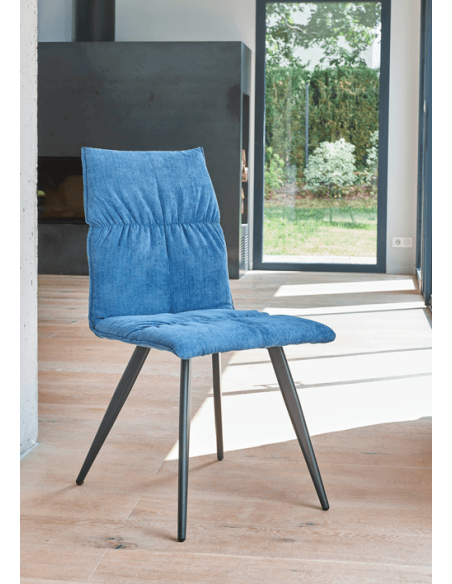 CONCEPT - Chaise en tissu et pieds en métal gris