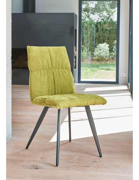 CONCEPT - Chaise en tissu et pieds en métal gris