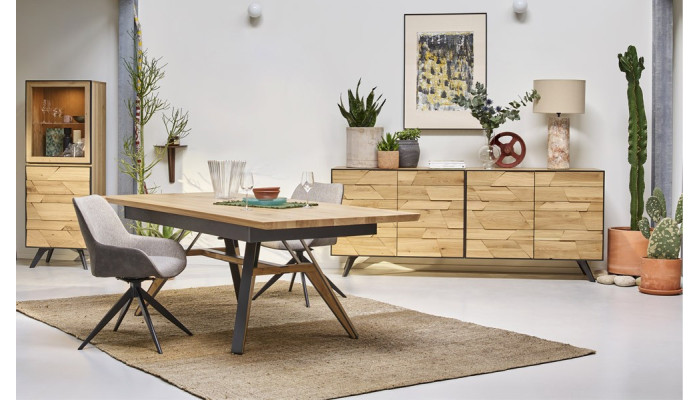KAPLA - Colonne 1 porte bois 1 porte verre avec éclairage 