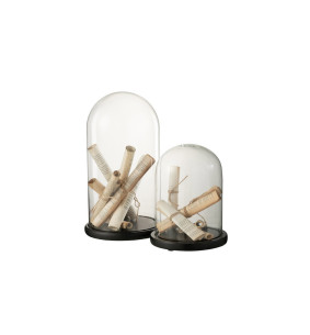 Parchemin  - Cloche verre Beige large 