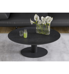 UNA - Table basse extensible plateau céramique pied acier...
