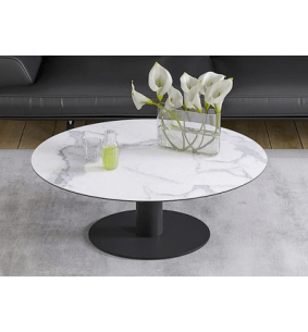 UNA - Table basse extensible plateau céramique pied acier... 2