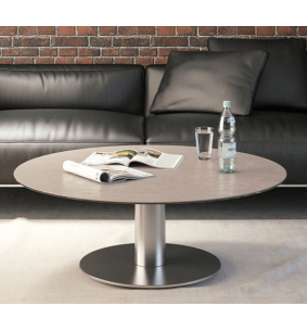 UNA - Table basse extensible plateau céramique pied acier...
