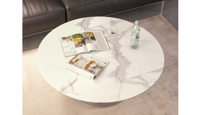 UNA - Table basse extensible plateau céramique...