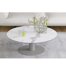 UNA - Table basse extensible plateau céramique pied acier...
