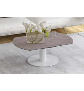 UNA - Table basse extensible plateau céramique pied acier... 2