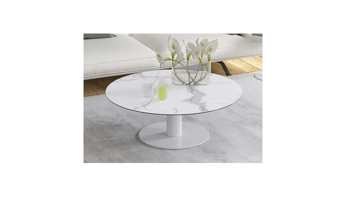UNA - Table basse extensible plateau céramique...