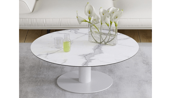 UNA - Table basse extensible plateau céramique...