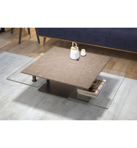 QUAD - Table basse plateaux pivotants céramique ou verre...