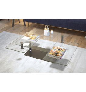 QUAD - Table basse plateaux pivotants céramique ou verre... 2