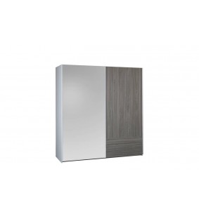 HARON - Armoire 1 porte pleine 1 porte miroir