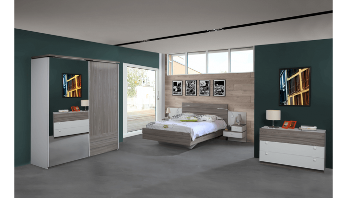 HARON - Armoire 1 porte pleine 1 porte miroir