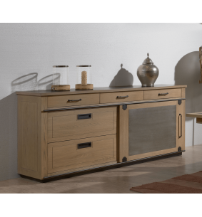 CLEVELAND - Enfilade 2 portes 4 tiroirs sur socle