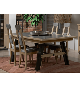 CLEVELAND - Table 4 pieds 1 allonge centrale de 90 cm