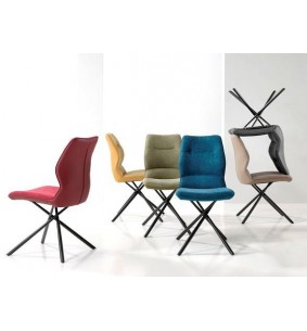 WISH - Chaise en tissu et simili cuir avec pieds en métal...