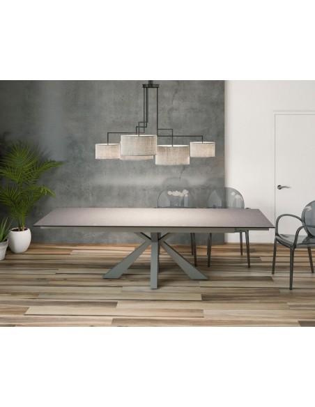 ONTARIO - Table de repas extensible avec 2 allonges escamotables plateau en céramique