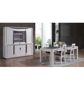 SUN - Buffet vaisselier 2 corps plaqué chêne 2
