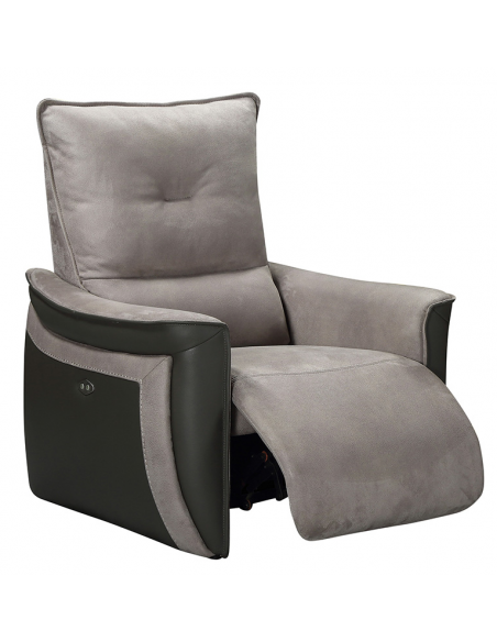 APOLLON - Fauteuil relax électrique 1 moteur tissu microfibre et PVC